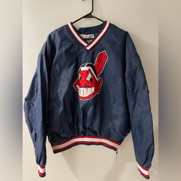 Starter Vintage embroidered Cleveland Indians Windbreaker pullover size large - Picture 1 of 8